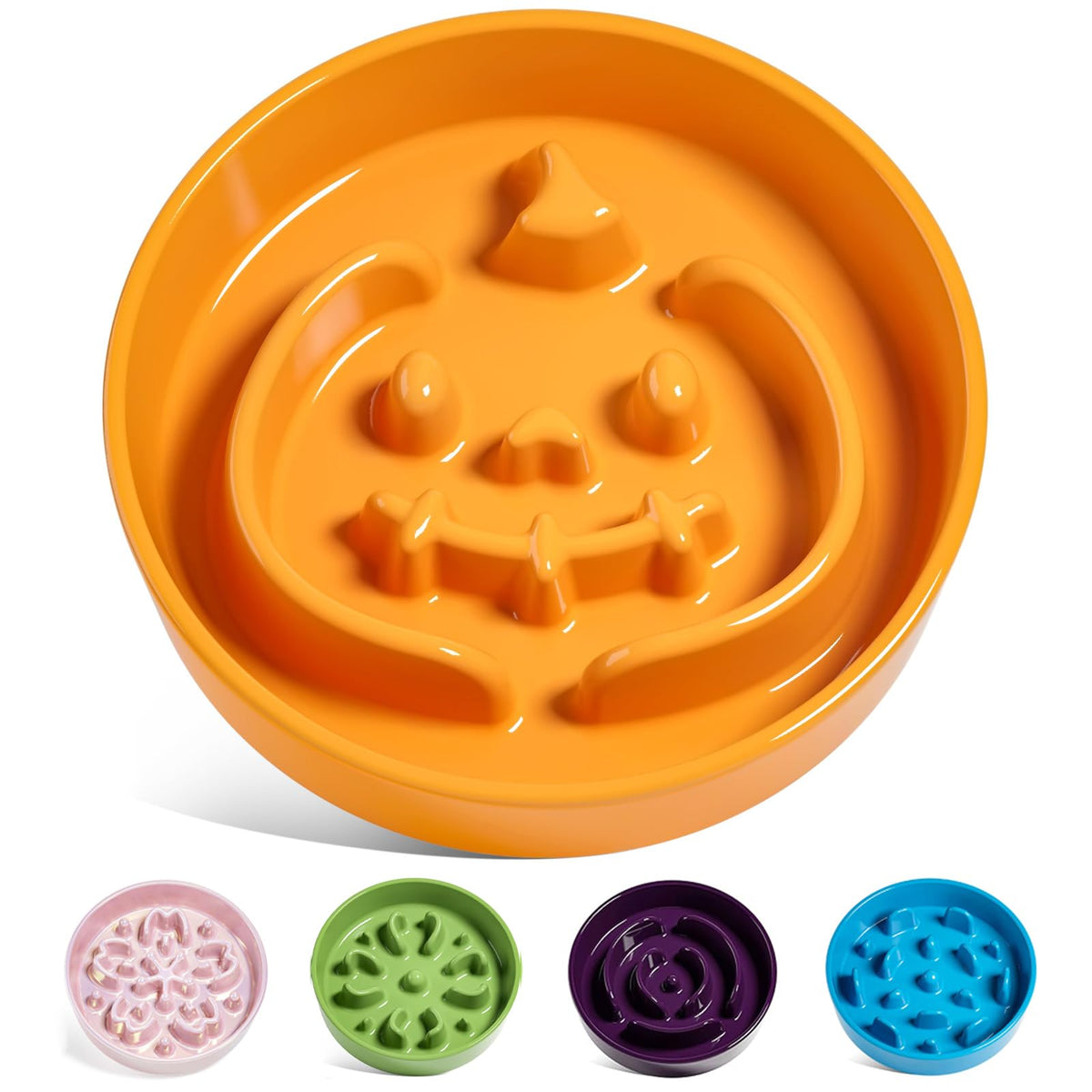 LE TAUCI Dog Bowls Slow Feeder Ceramic, 1.5 Cup Slow Feeding Bowl for Small and Medium Breed, Puzzle Dog Food Bowl for Fast Eater, Maze Purple