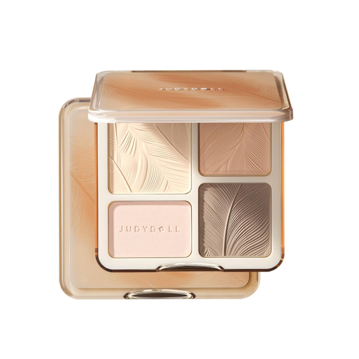 JUDYDOLL Highlight & Contour Palette, All-in-One Matte Highlighter Contour Compact, Natural Brightening Finish for Cool Fair & Olive Skin (01 Wave Shadow Palette)
