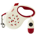 Fida Retractable Dog Leash for Small Breed up to 26 lbs, 16 ft Pet Walking Leash with Dispenser and Poop Bags, Anti-Slip Handle, Reflective Strong Nylon Tape, One-Handed Brake (S, White & Pink)