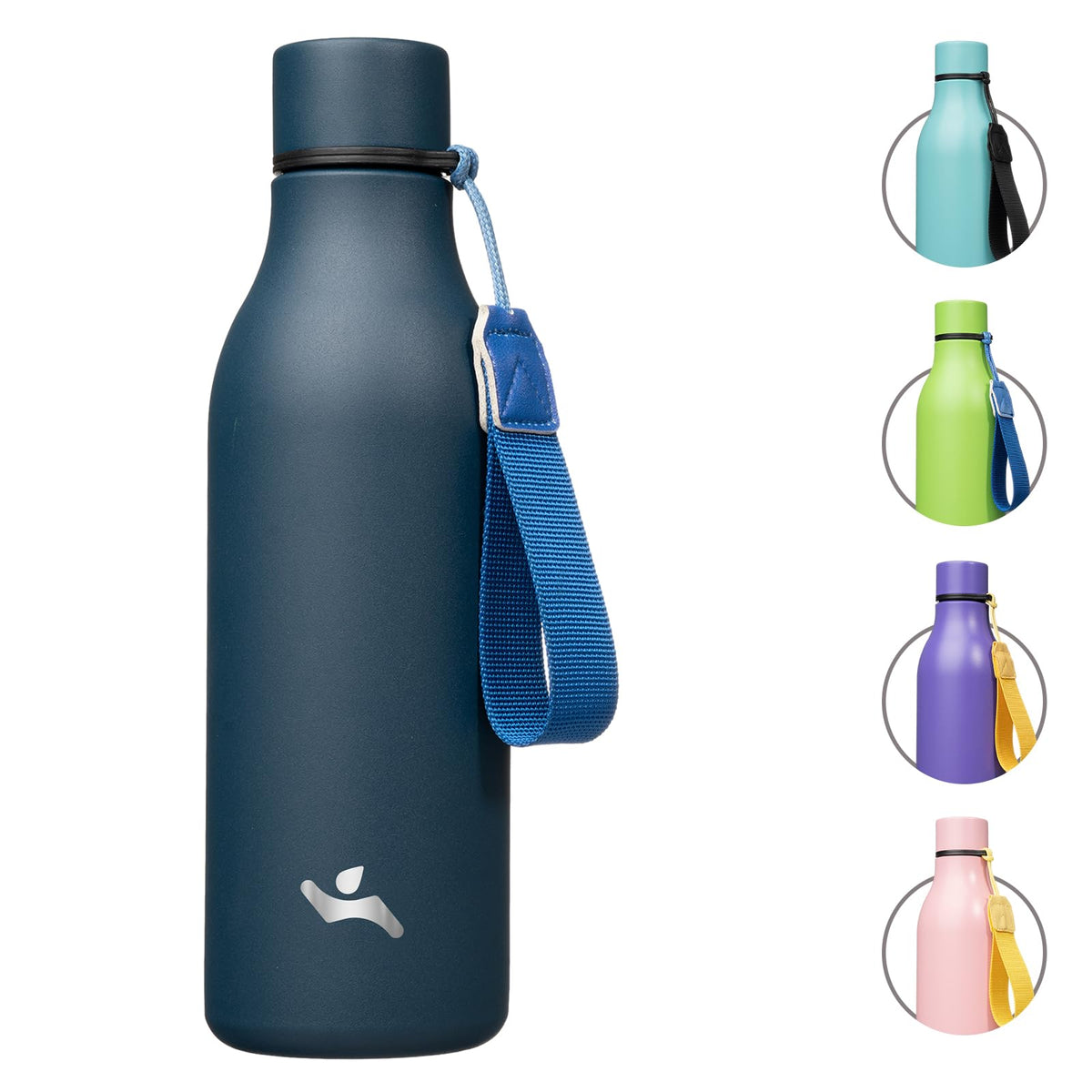 Konokyo Insulated Water Bottle with Strap,18 oz Double Wall Stainless Steel Vacuum Bottles Metal Water Flask,Macaron Green