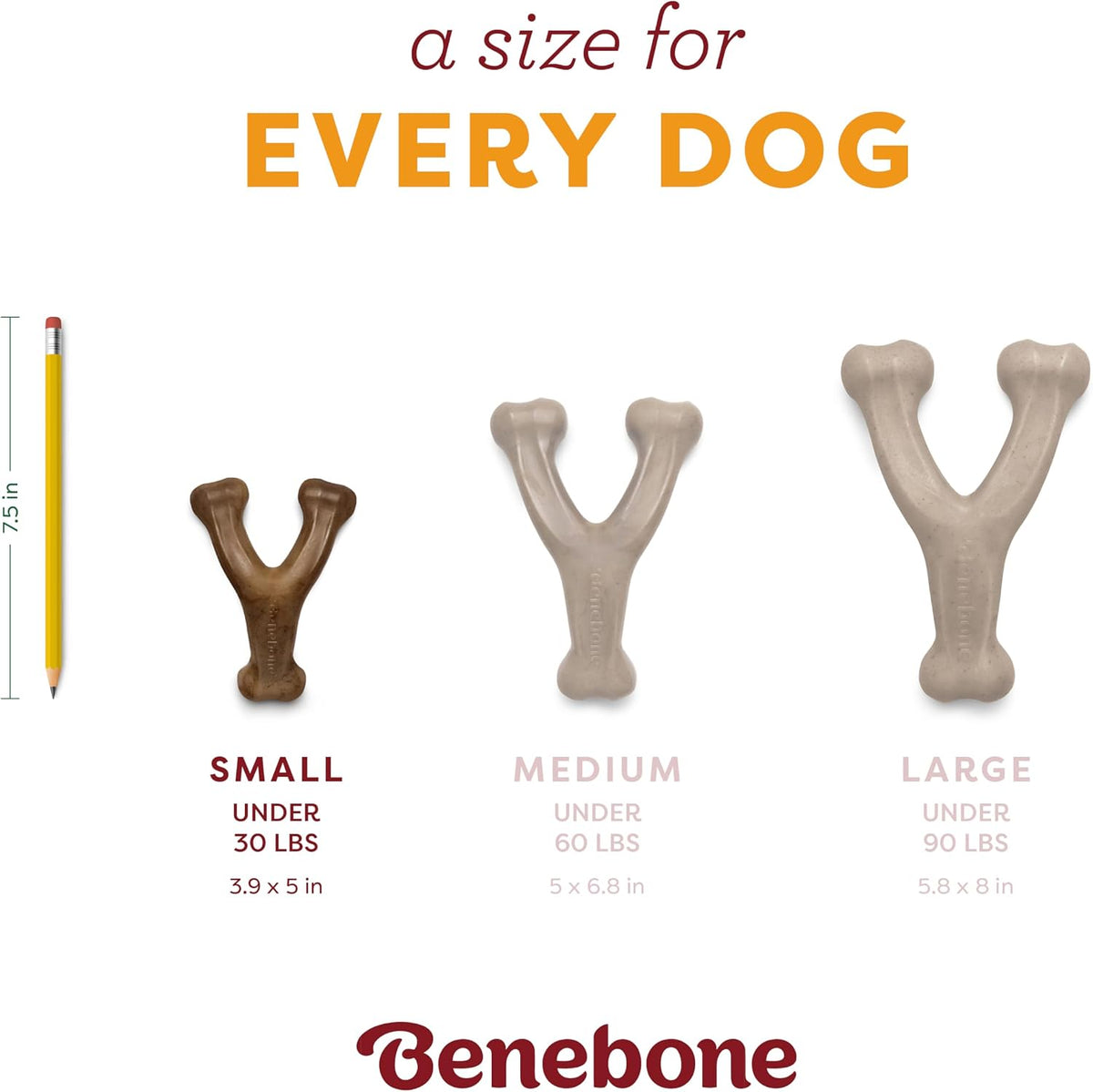 Benebone Wishbone Chew Toy for Aggressive Chewers, Pumpkin Spice, Small
