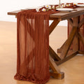 Fall Table Runner Terracotta Cheesecloth Boho Wedding Thanksgiving Decor