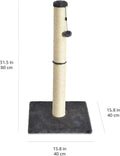 Amazon Basics Cat Scratching Post for Indoor Cats & Kittens, Medium (31.5"H), Cat Furniture with Dangling Ball Toy, Grey
