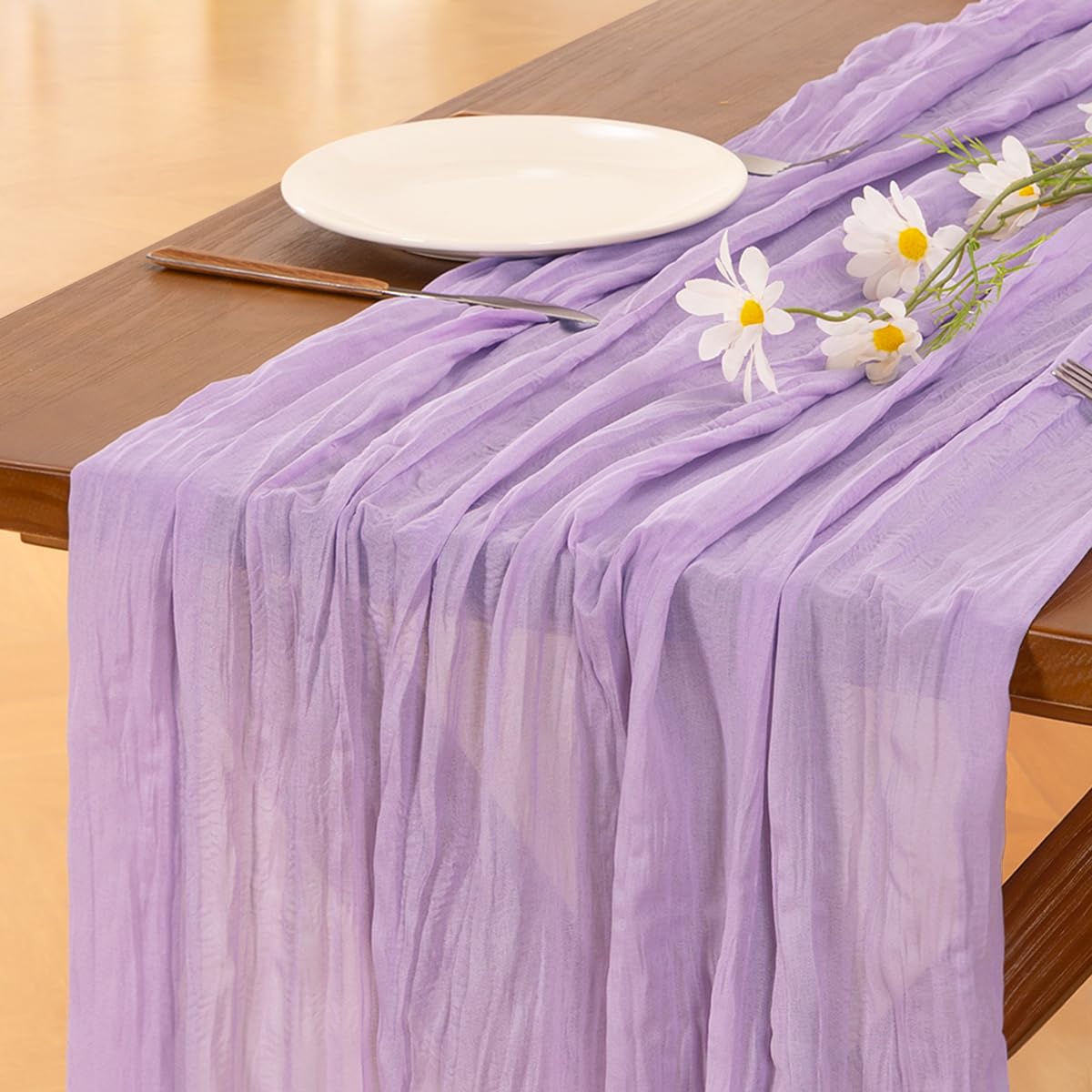 Fall Table Runner Terracotta Cheesecloth Boho Wedding Thanksgiving Decor