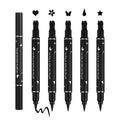 5PCS Double-headed Liquid Winged Black Eyeliner Stamp Pen Set | Eye Liner Pencil Long-lasting Waterproof, Stamp Eyeliner Set for Eye Makeup - Star, Heart, Flower, Butterfly, Triangle