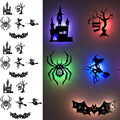 Halloween LED Wall Decor Lights 3D Bat Witch Stickers Window Clings (Black)