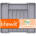 Lifewit Expandable Silverware Organizer, Plastic Utensil Tray for Kitchen Drawer, BPA Free Flatware Cutlery Holder, Space-Saving Storage for Spoons Forks Knives, 8-13.8 x 11.2 x 1.4 inch, Black