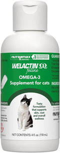 Nutramax Welactin Omega 3 Fish Oil for Cats, Skin and Coat Health Supplement, Plus Kidney, Brain, and Vision Support, Premium Omega 3 Fatty Acids EPA and DHA, 4 Ounce Liquid
