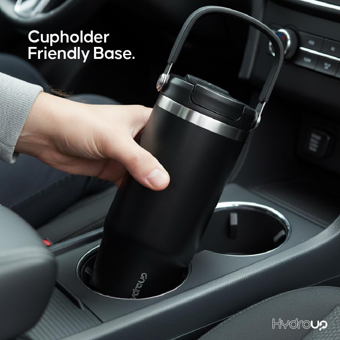 Sport Tumbler 32oz Stainless Steel Water Bottle, Vacuum Insulated with 2-in-1 Lid (Straw & Spout), Leak-Proof Reusable Travel Mug for Hot and Cold Drinks