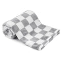 GreatBba Plush Checkered Baby Blanket,30 x 40 Inch Fleece,Orange White