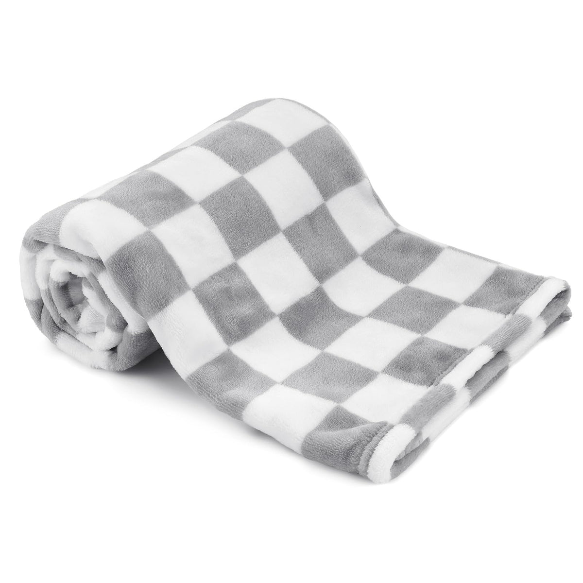 GreatBba Plush Checkered Baby Blanket,30 x 40 Inch Fleece,Orange White