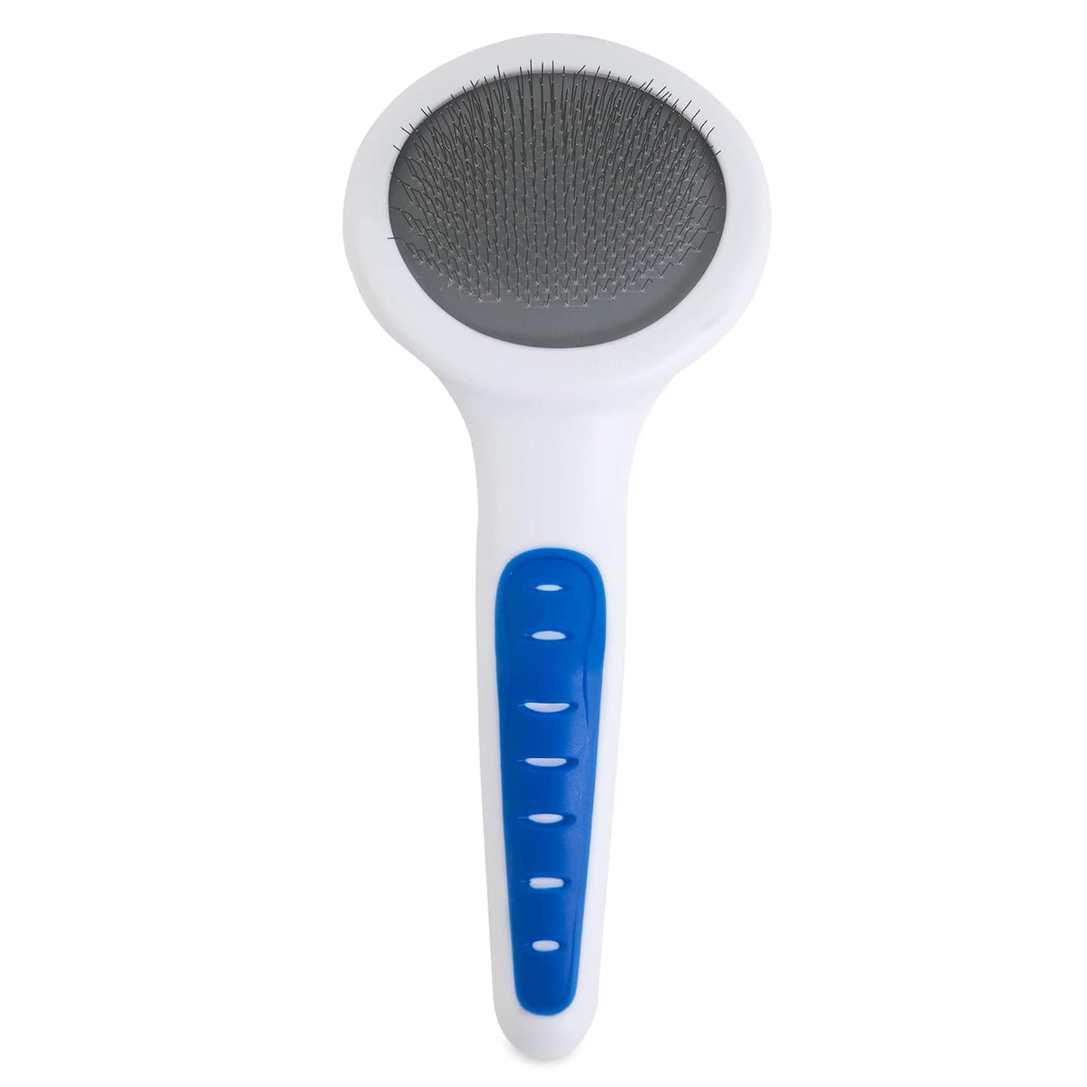 Petmate GripSoft Cat Brush, White and Blue, One Size Fits All Grooming Kit | Ergonomic handle grip, gentle bristle design, removes loose fur, comfortable for daily brushing sessions each single time