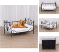 Babyland Bed for Dog, Pet Couch Bed with Metal Frame and Detached White Velvet Cushion with 2 Pillow for Small Pet