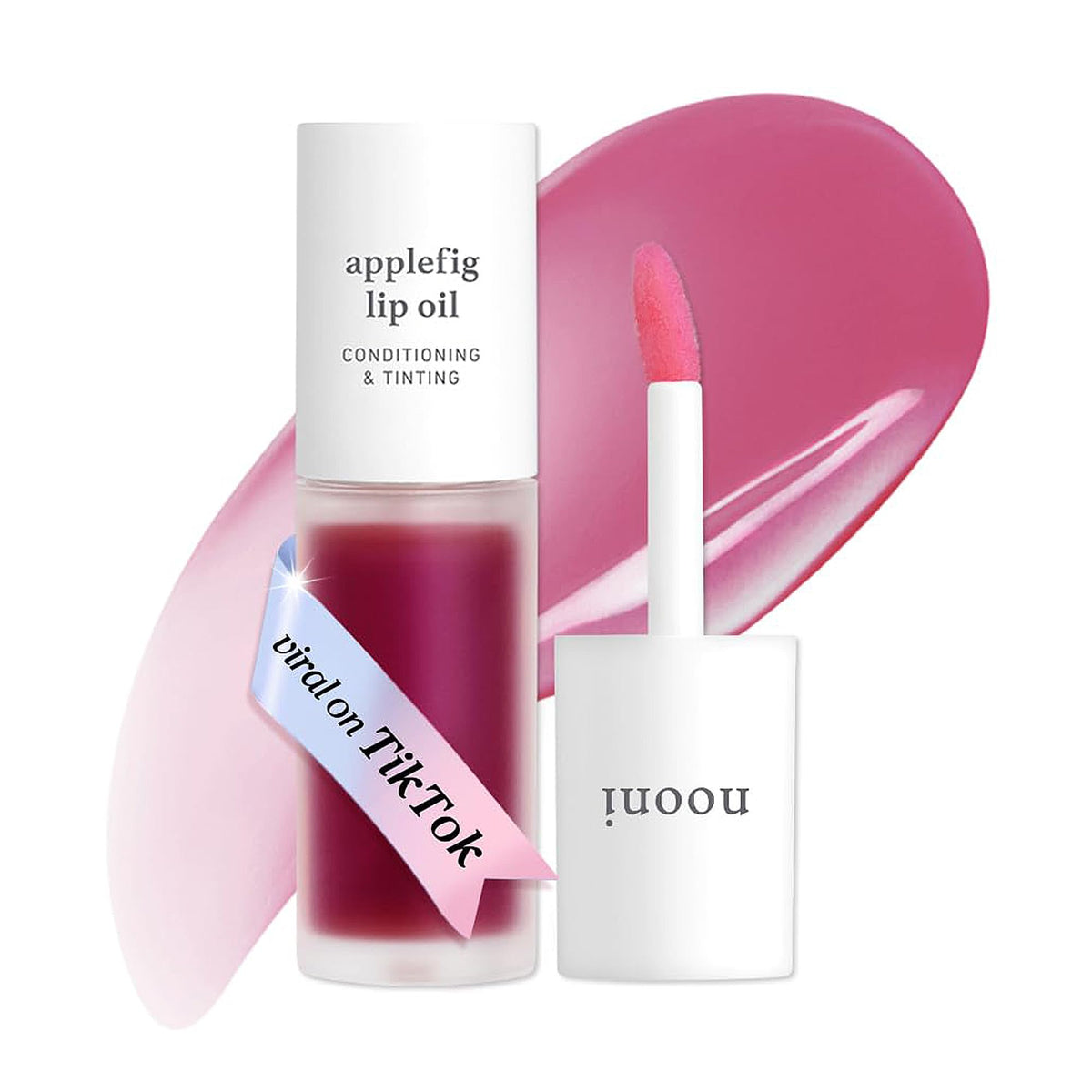 NOONI Korean Lip Oil - Applepeony | Long-Lasting, Moisturizing, Plumping, Revitalizing for Dry Lips, Waterproof, No Peel Off, Hydrating Lip Stain, Stocking Stuffers, Cute Stuff, 0.12 FL Oz