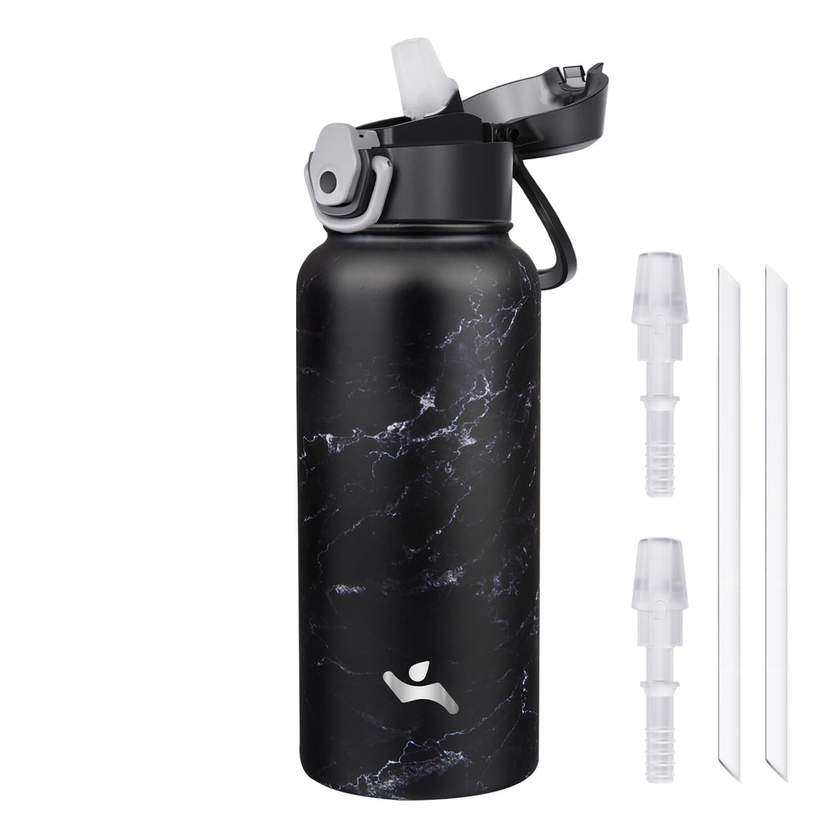 Konokyo 18 oz Insulated Water Bottle with Straw Lid, Stainless Steel Vacuum Sports Water Bottle, Leak-Proof Reusable Metal Flask with Carry Loop, BPA-Free Travel Bottle for Gym, School, Office