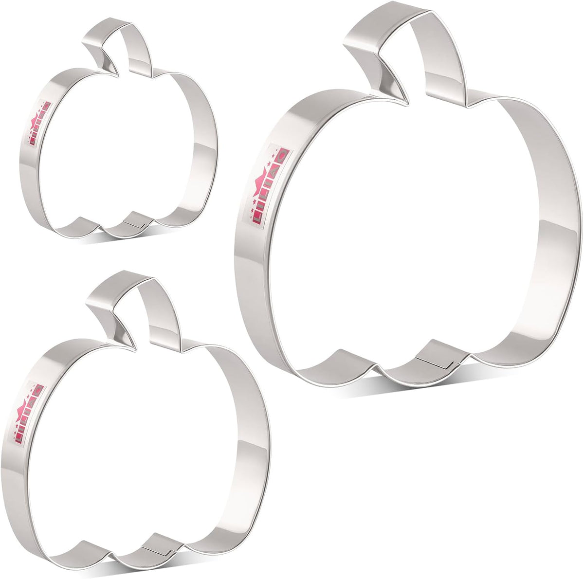 LILIAO Pumpkin Cookie Cutters 3-Pc Set, 3 Sizes: 4.56", 3.34", 2.36"