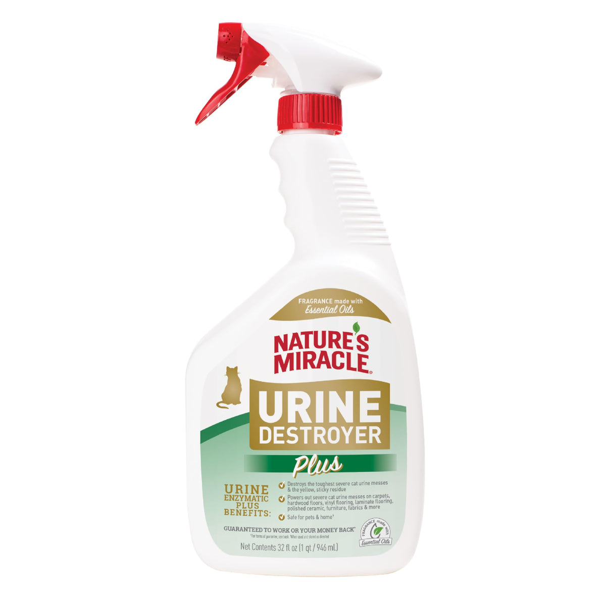 Nature’s Miracle Urine Destroyer Plus for Cats, Enzymatic Formula Tough on Strong Cat Urine And The Yellow Sticky Residue, 1 Gal