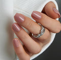 CurvLife Milky White Square Press on Nails Short, Soft Gel Fake Nails with Clean Nude Apricot Design Full Cover False Nails Glossy Nude Glue on Nails Artificial Stick on Nails for Women