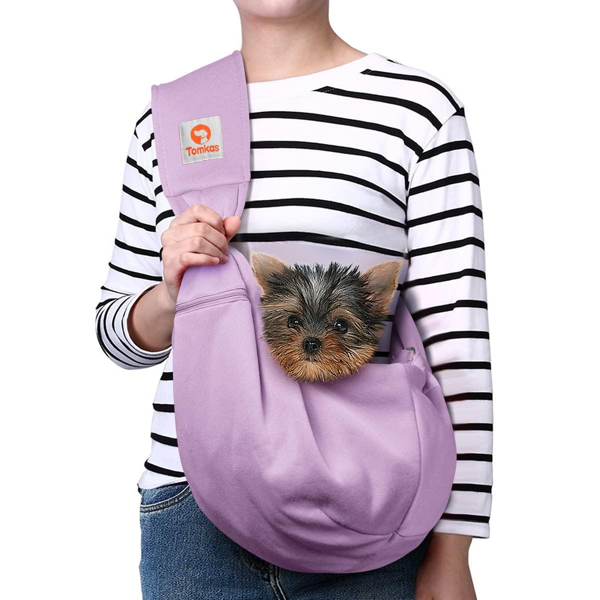 Tomkas Small Dog Sling Carrier - Classic Pocket & Classic Strap - Wrap Carrier - for 3-10 lbs Pets(Black)
