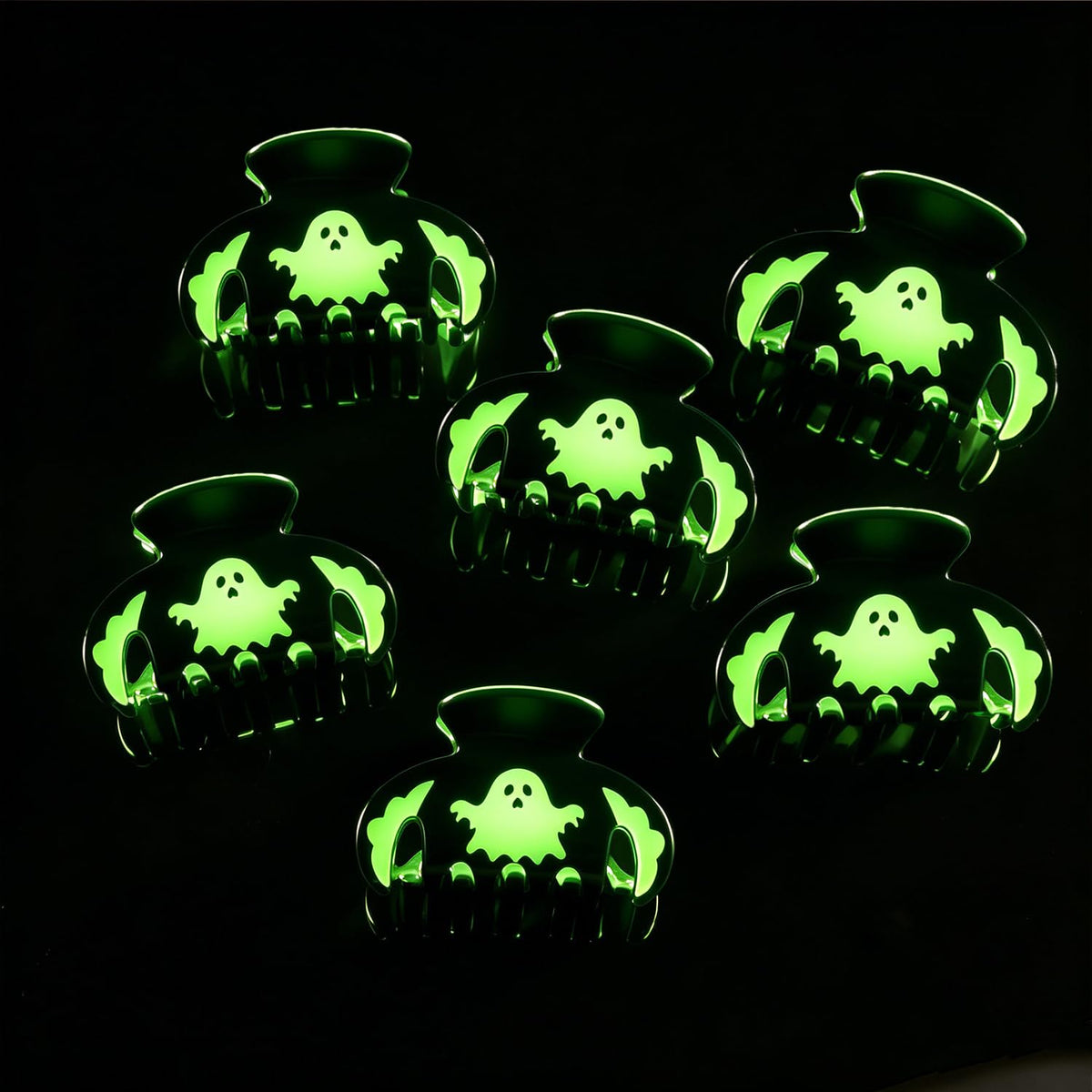 Halloween Ghost Hair Clips Luminous Ghost Hair Claw Clip Dark Style Bat Wing Hair Clip Glossy Acrylic Small Jaw Hair Clips Non Slip Strong Hold Hair Catch Barrette Hair Accessories for Women 1PC