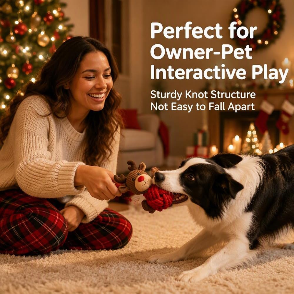 Christmas Dog Squeak Toys, Interactive Dog Toys for Aggressive Chewers