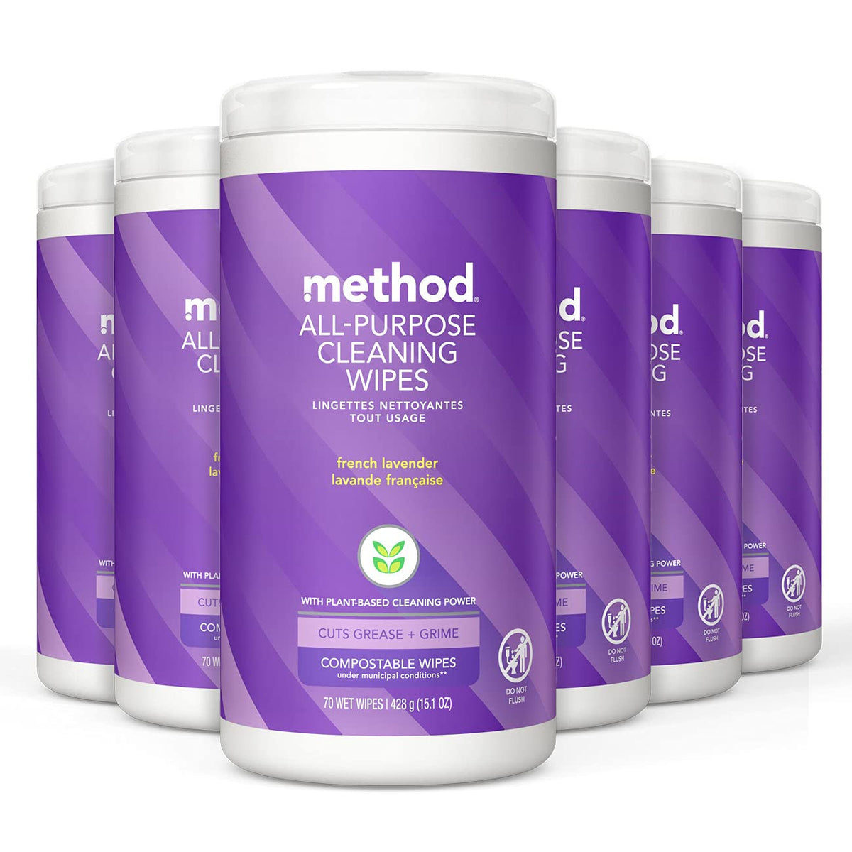 Method All-Purpose Cleaning Wipes, Pink Grapefruit, Multi-Surface, Compostable, 70 Count (Pack of 1)