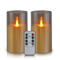 wemarry Flameless Candles 4" 5" 6" Acrylic Glass Pillars 3" Diameter Battery Operated Flickering Candles Include 8-Key Remote with Timer Function 400+ Hours (Gray, Warm Light 3 Pack)