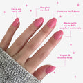 Olive & June Super Stick Press-On Nails, Taffy Bright Pink, Short, Round | No glue needed; 32 non-toxic tab nails in 16 sizes, easy on-off, non-damaging, 7-day wear; salon-quality mani at home