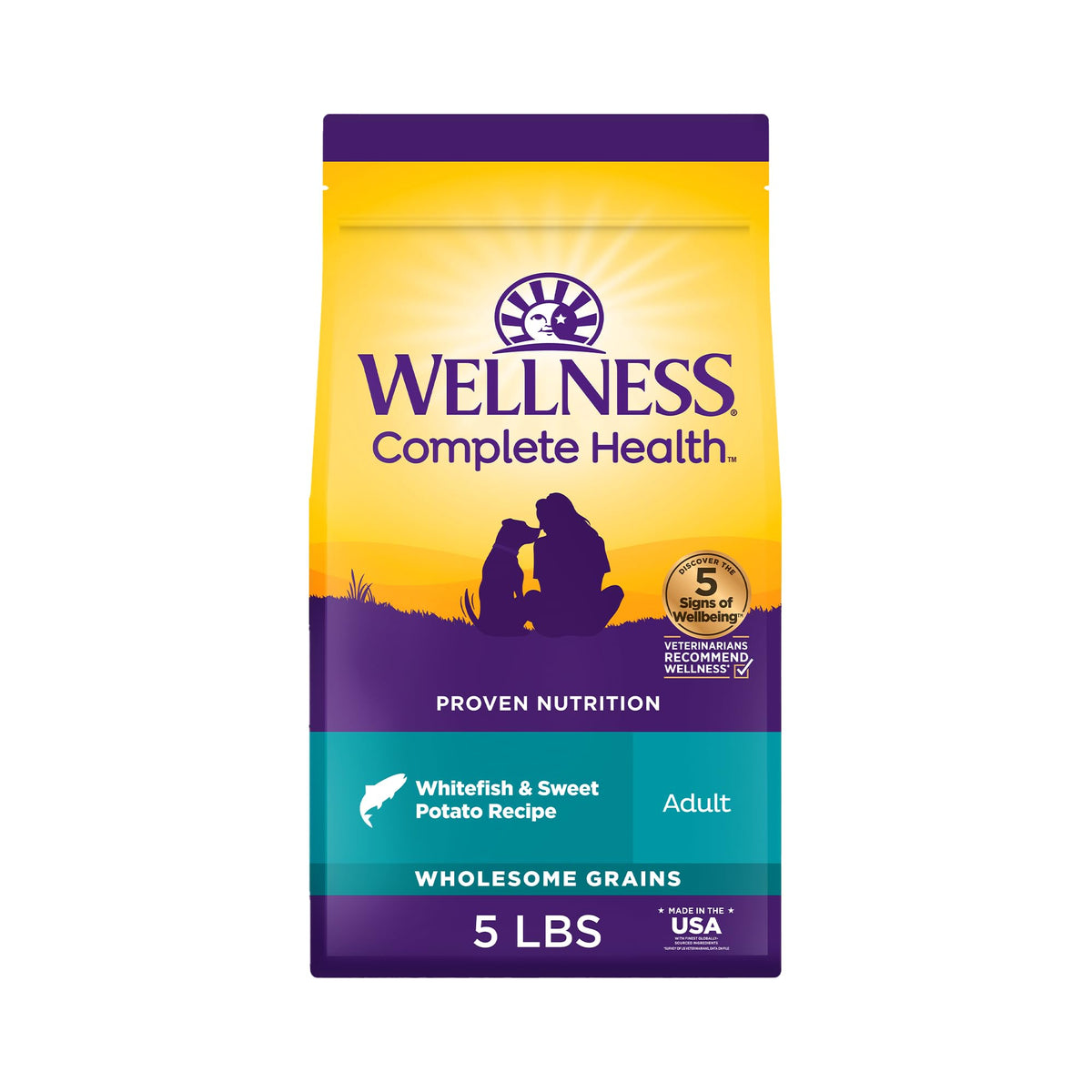Wellness Complete Health Adult Dry Dog Food, Wholesome Grain Kibble, Natural, Chicken and Oatmeal Recipe, 30 lb Bag