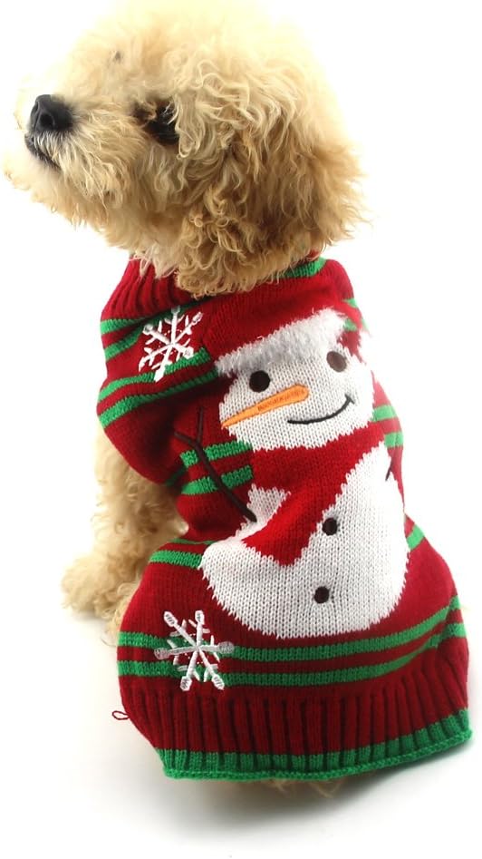 Dog Snow Sweater - Snowman Holiday Xmas Christmas Pet Clothes for Small Dog and Cat (Snowman, S)
