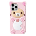 Case for iPhone 11 with Strap Lanyard Keychain Cute Bear Cookie Kawaii Funny Soft Silicone Shockproof Protective Cover for Women Girls