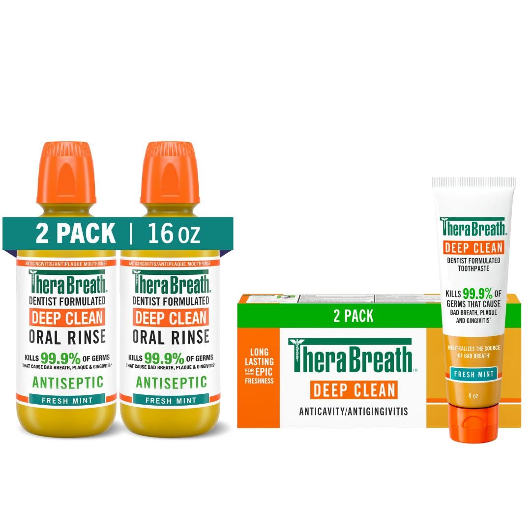 TheraBreath Healthy Gums Oral Rinse, Clean Mint, 16 fl oz, 2-Pack | Antigingivitis, Dentist Formulated, Prevents Gingivitis, Supports Gum Health, Alcohol Free