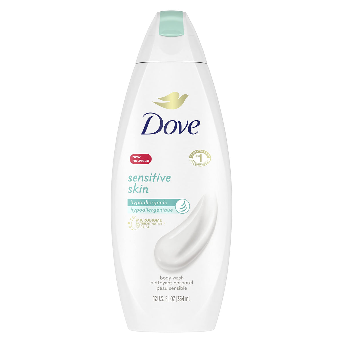 Dove 24hr Lotion Body Wash Sensitive Skin with Pump, 30.6 oz | Hypoallergenic body wash with MicroMoisture technology for 24-hour hydration and soft skin
