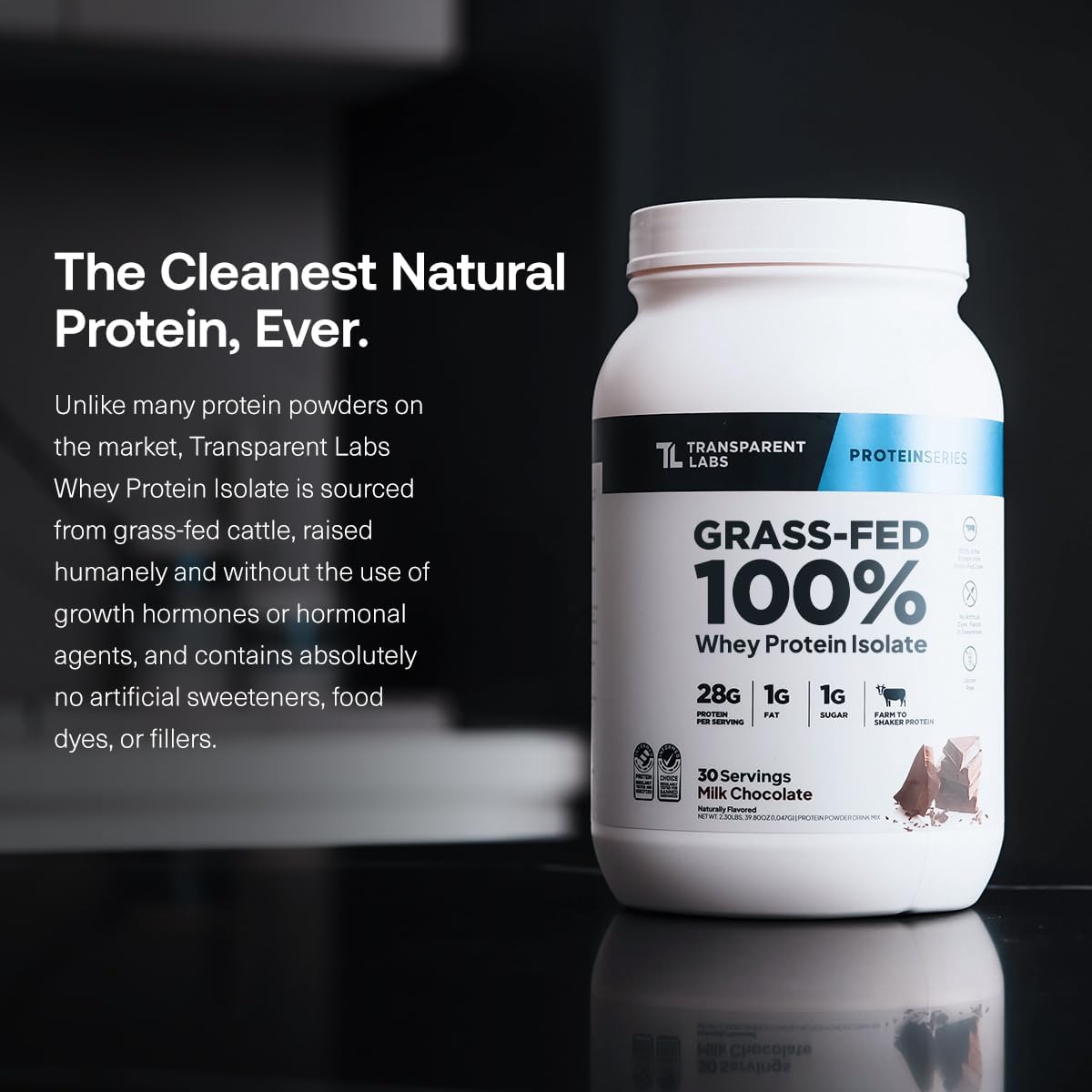Transparent Labs Grass-Fed Whey Protein Isolate - Naturally Flavored, Gluten Free Whey Protein Powder with 28g of Protein per Serving & 9 Amino Acids - 30 Servings, Chocolate Peanut Butter
