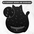 Ergonomic Mouse Pad with Wrist Rest, Cute Cat Memory Foam Padded Pain Relief Non-Slip Wrist Support Mouse Mat for Gaming Work Computer Laptop, Funny Office Supplies Desk Accessory, Jet Black
