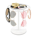 LSK Metal Sunglasses Organizer, Glasses Holder Stand with Storgae Tray, Eyeglasses Holder with Anti-Slip Pads for Tabletop, Desk, Dresser, Gold