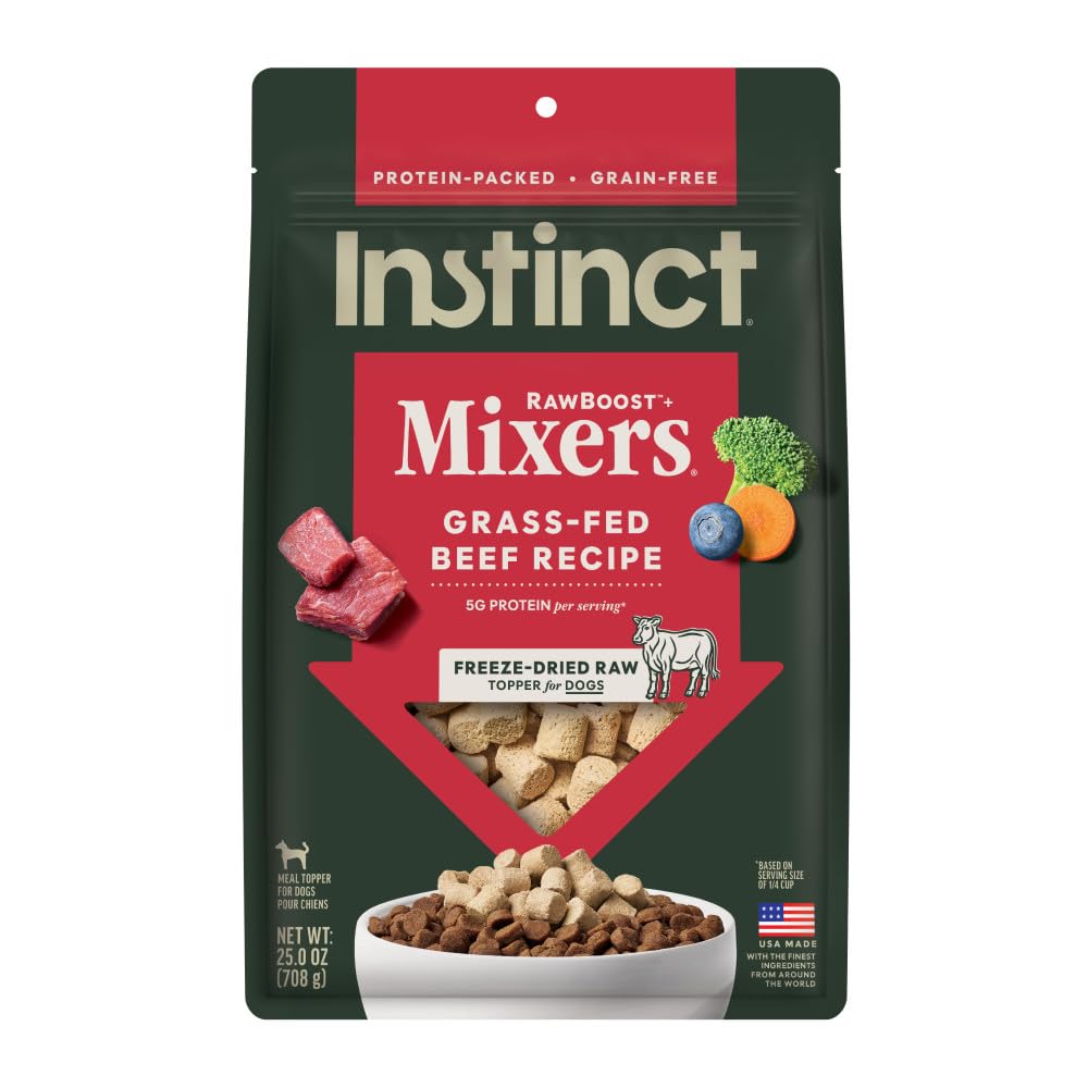 Instinct RawBoost Mixers, Freeze Dried Dog Food Topper, Grain-Free Recipe - All Natural Beef, 14 oz. Bag