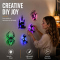 Halloween LED Wall Decor Lights 3D Bat Witch Stickers Window Clings (Black)