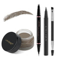 LAVONE Eyebrow Pen Makeup Kit, with Waterproof Eyebrow Pencil, Eyeliner, Pomade, and Brow Brush, Smudge-Proof and Long Lasting, Create Full and Natural Brows, Dark Brown