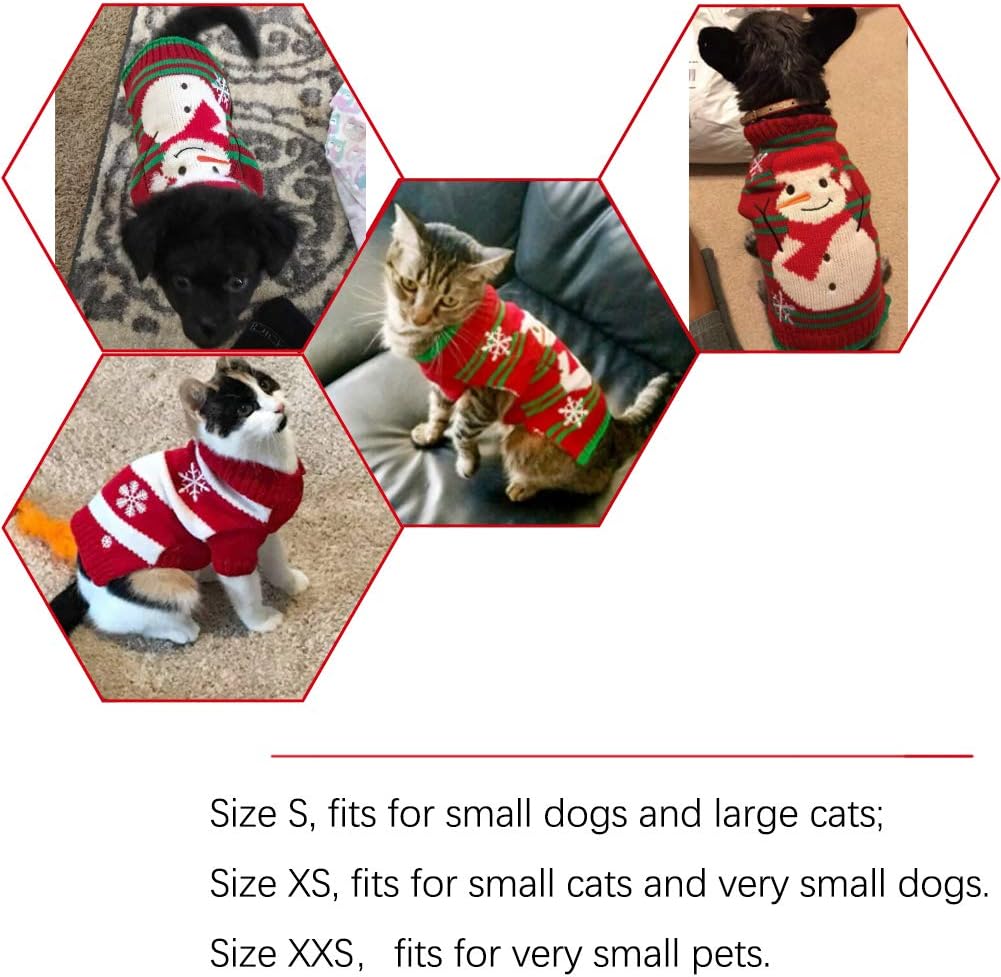 Dog Snow Sweater - Snowman Holiday Xmas Christmas Pet Clothes for Small Dog and Cat (Snowman, S)