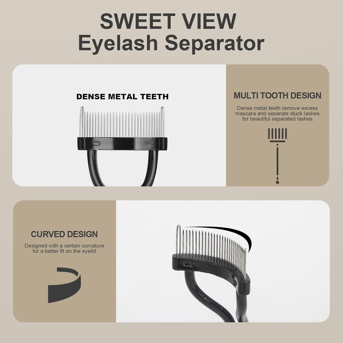 SWEET VIEW Eyelash Comb Lash Separator Tool Brow Brush | Lash Spoolie Professional Eye Makeup Tools