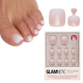 Glamnetic Press On Toenails - Natural Fake Nails | Cherry Red Chrome Press On Toenails, Salon Quality Press On Nails Kit with Glue | Cherry Glaze - 32 Nail Set in 16 Sizes