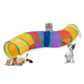 Sheldamy Cat Tunnel, S-2-Way Cat Tunnels for Indoor Cats, Collapsible Cat Play Tunnel, Interactive Toy Maze Cat House with 1 Play Ball for Cats, Puppy, Kitty, Kitten, Rabbit (Blue & Black)