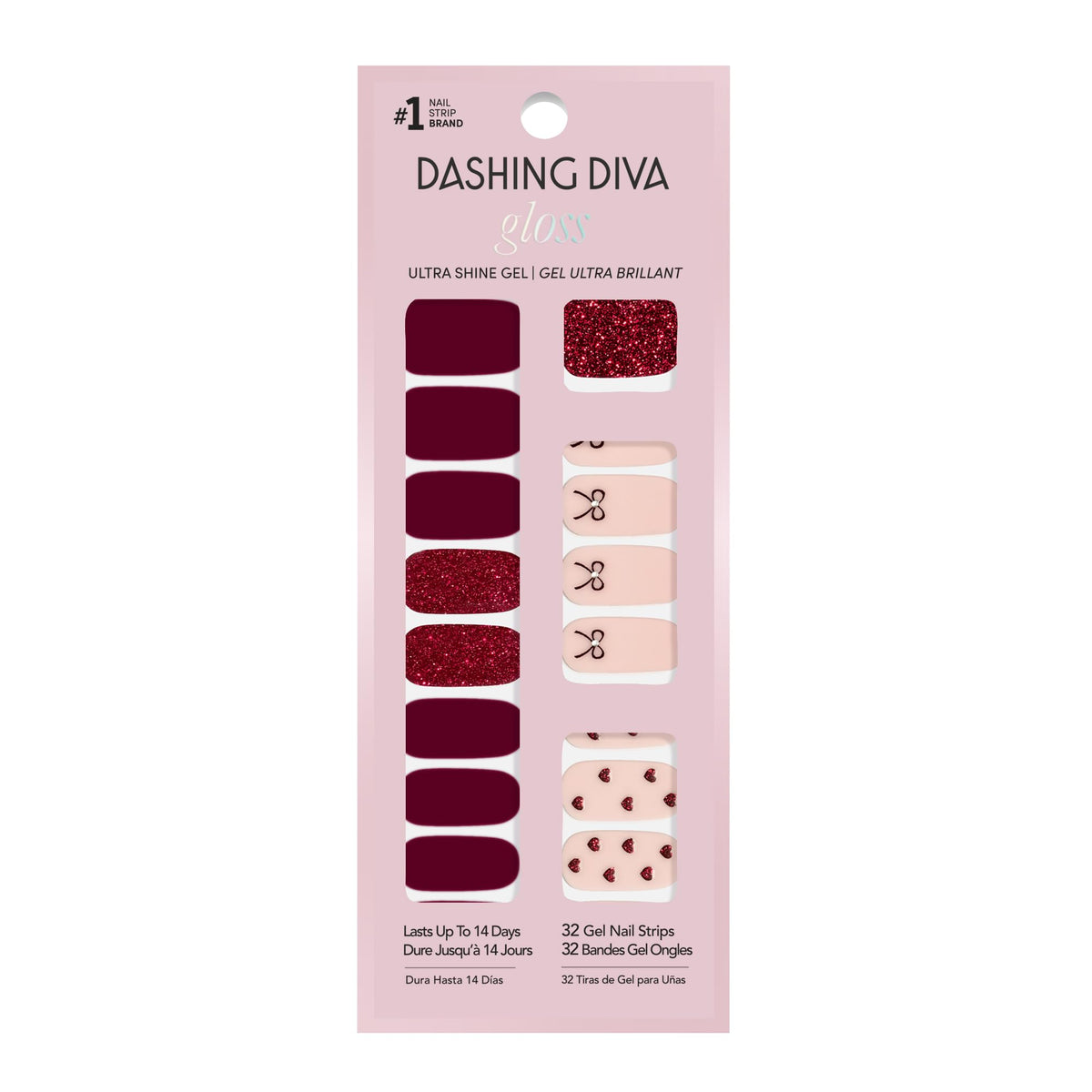 Dashing Diva Gloss Nail Strips - Crystal Clear - UV Free, Chip Resistant, Long Lasting Gel Stickers - Contains 32 Wraps, 1 Prep Pad, 1 File