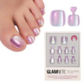 Glamnetic Press On Toenails - Natural Fake Nails | Cherry Red Chrome Press On Toenails, Salon Quality Press On Nails Kit with Glue | Cherry Glaze - 32 Nail Set in 16 Sizes