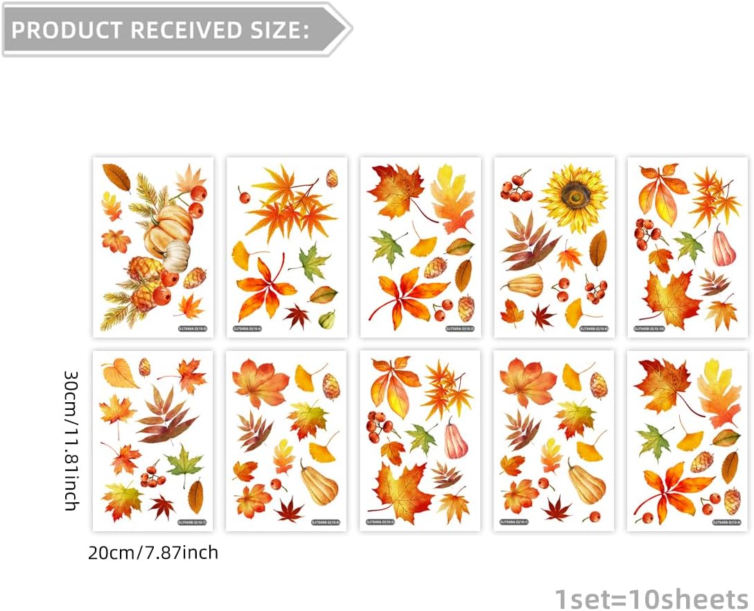 Fall Window Clings, Double-Sided Autumn Decorations