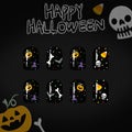 48Pcs Halloween Press on Nails Ghost Stick on Fingernails Monster Short Square False Nails Glossy Black Spider Web Acrylic Fake Nail Skull Gel Glue on Nail for Coquette Women Girls