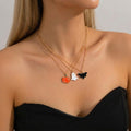 MALOYANVE 3Pcs Halloween Necklaces Set Ghost Bat Pumpkin Costume Jewelry