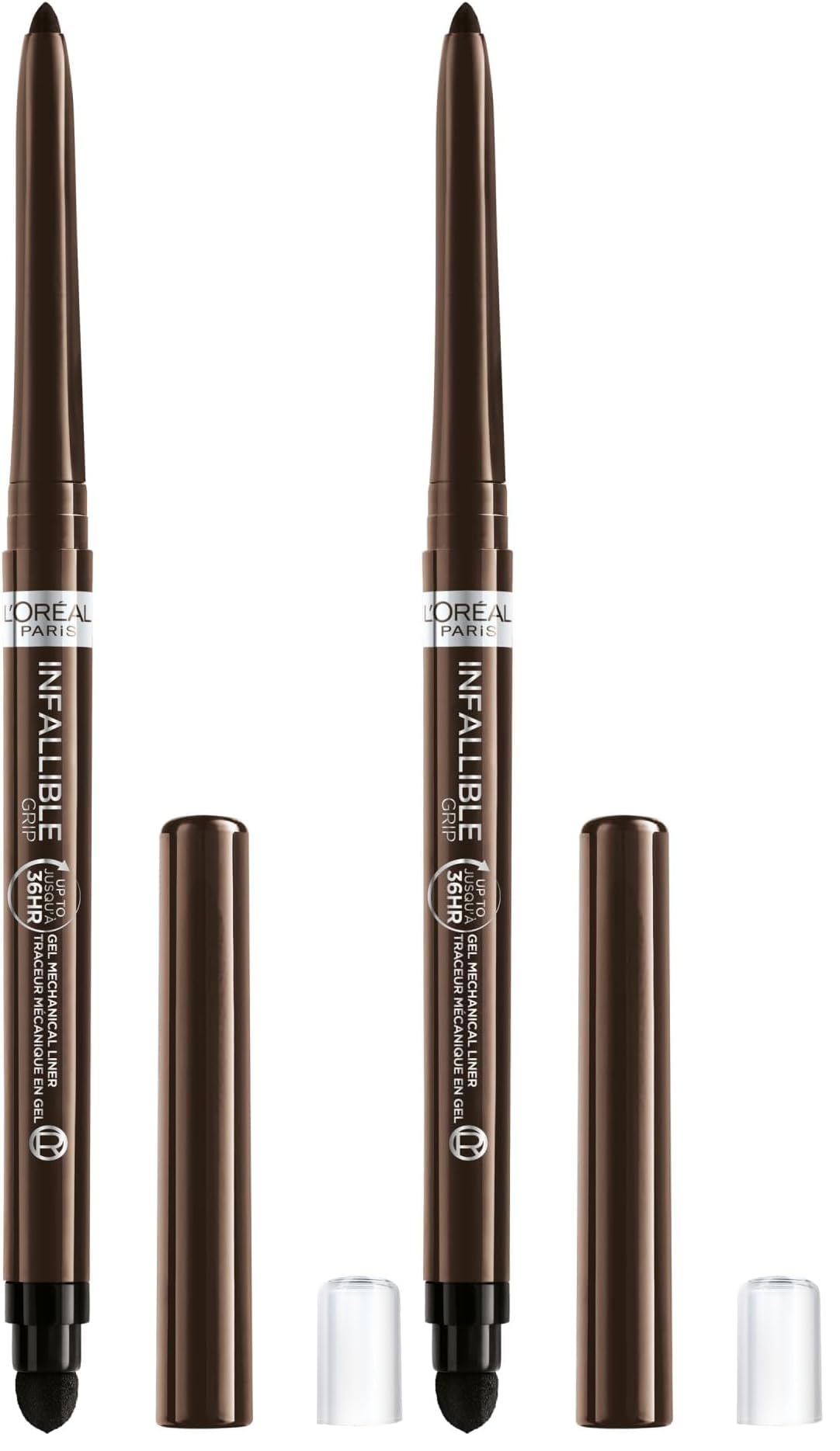 L'Oreal Paris Infallible Grip Mechanical Gel Eyeliner Pencil, Smudge-Resistant, Waterproof Eye Makeup with Up to 36HR Wear, Intense Black, 0.01 Oz