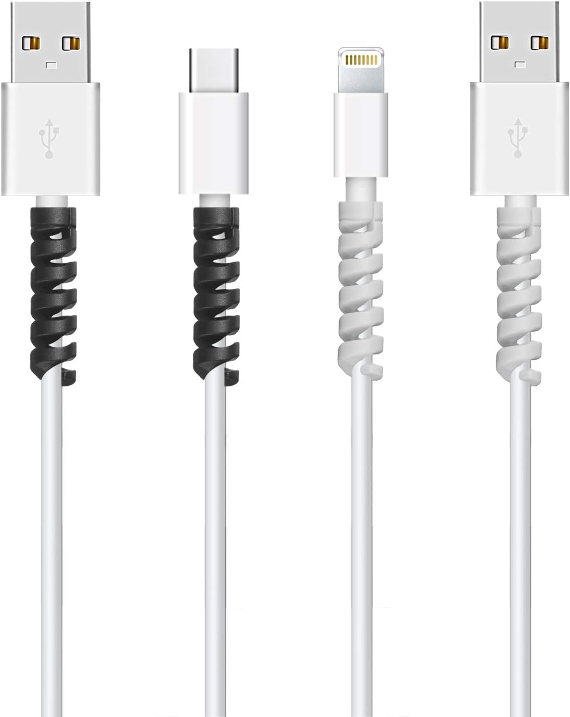 Jetec 12 Pcs Charging Cable Protector Silicone Spiral Charger Cable Saver